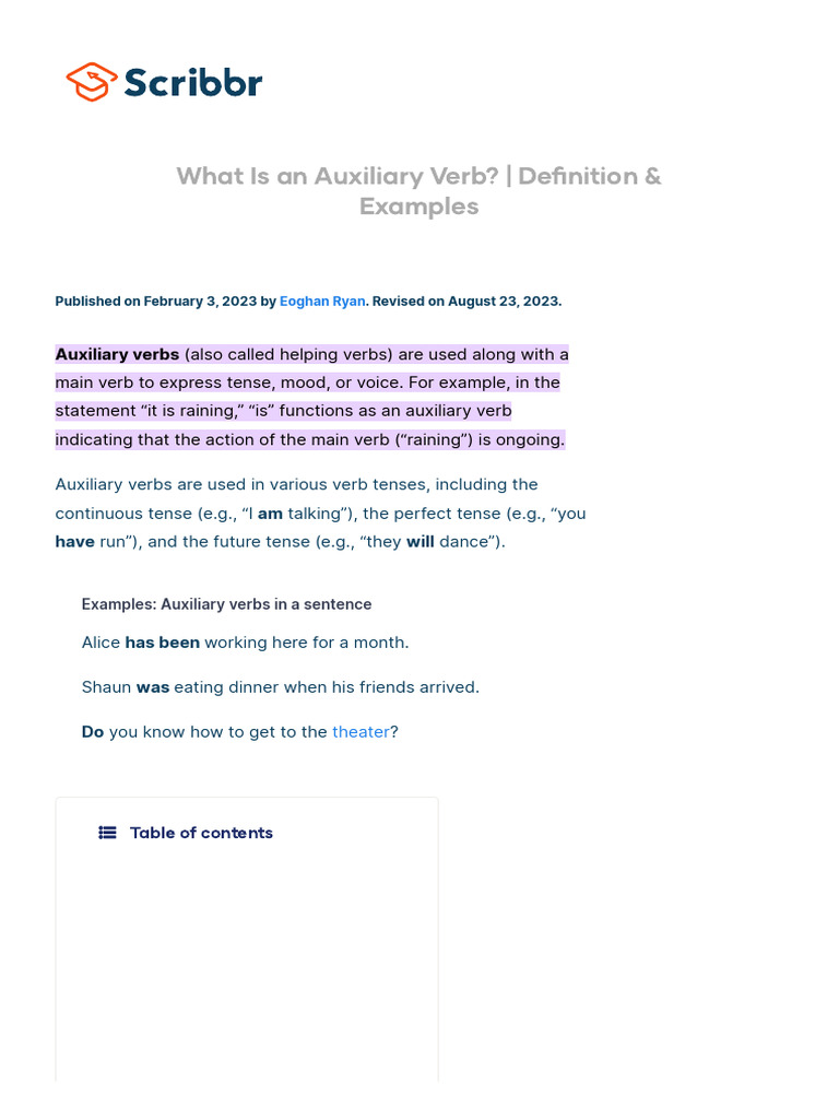 What Is An Auxiliary Verb Definition & Examples PDF Verb