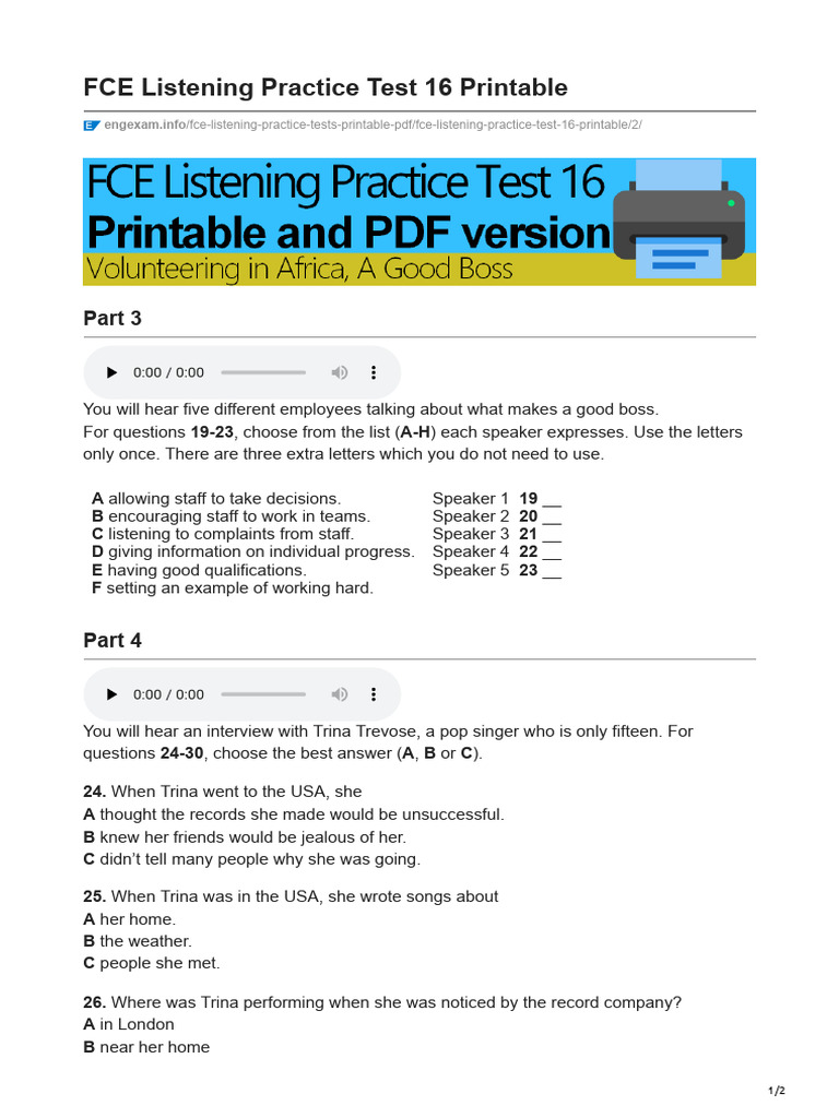 FCE Listening Practice Test 16 | PDF