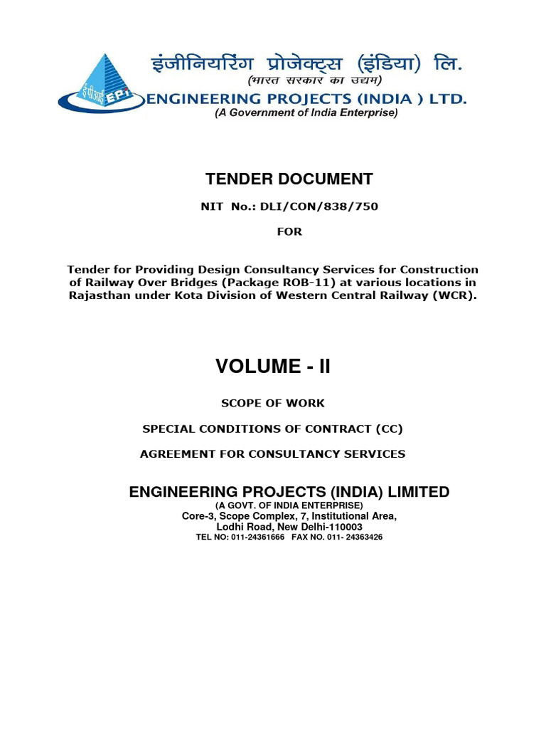 EPIL Tender for Railway Over Bridges | PDF | Arbitration ...