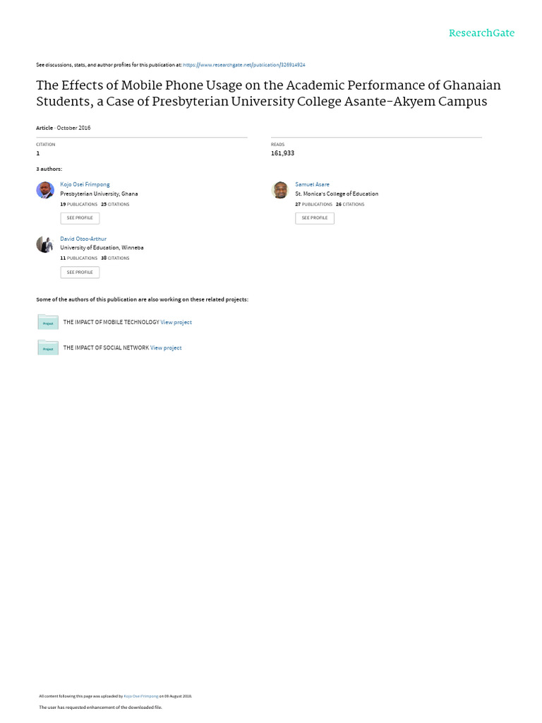 Mobile Phones & Student Performance | PDF | Social Networking Service ...