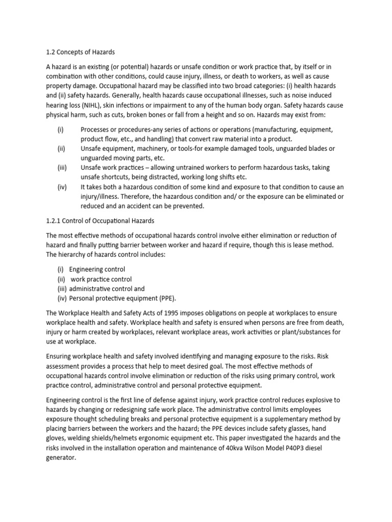 Diesel Generator Risk Assessment | PDF | Personal Protective Equipment ...