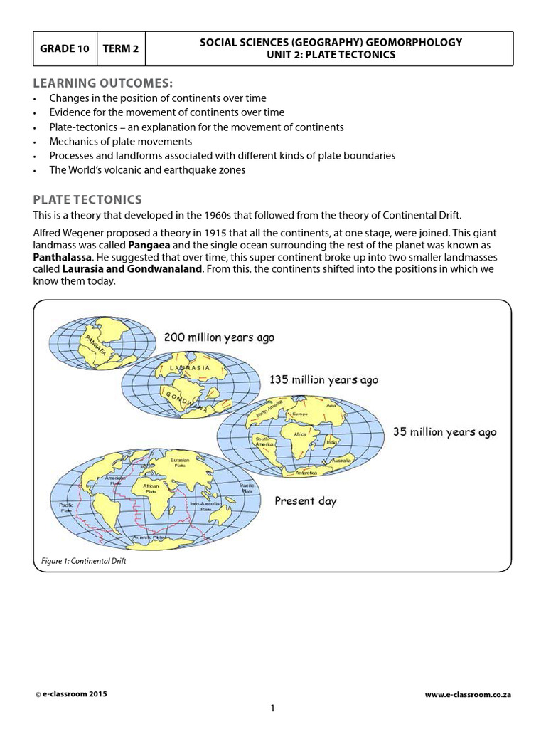 Grade 10 Geography: Plate Tectonics | PDF | Plate Tectonics | Crust ...