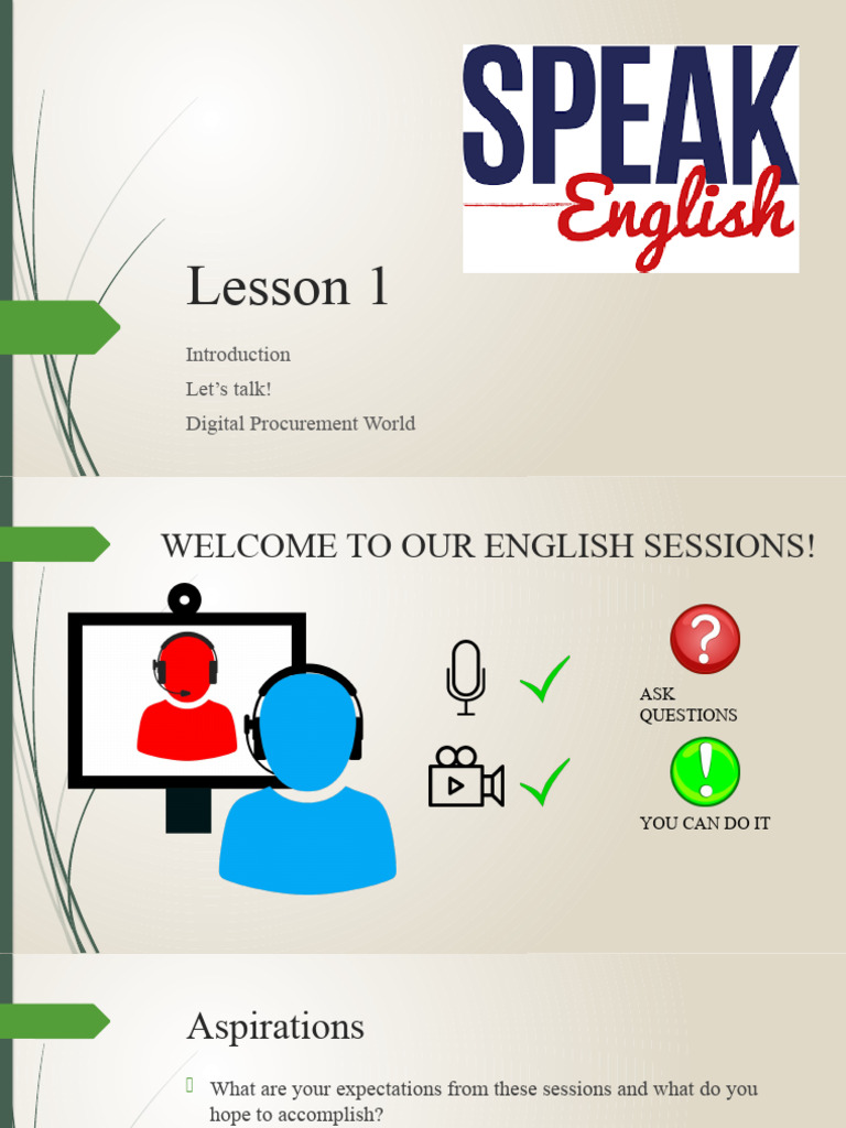 Lesson 1 Speak English Pdf Career Growth