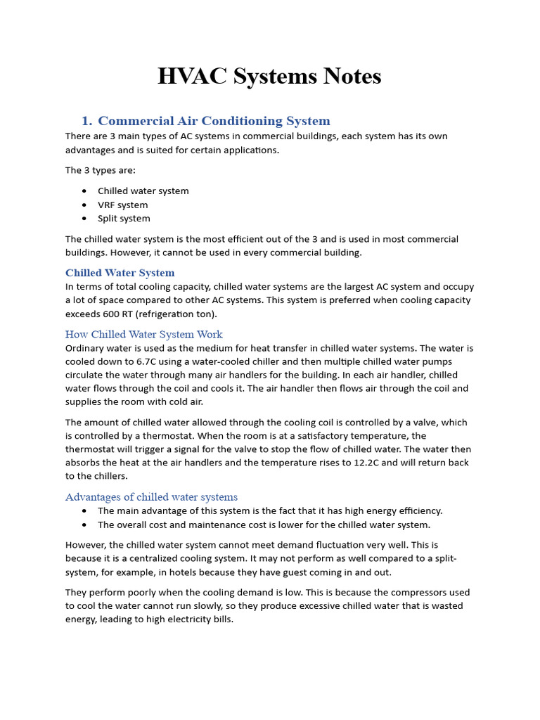 HVAC Systems Notes Download Free PDF Air Conditioning Thermostat