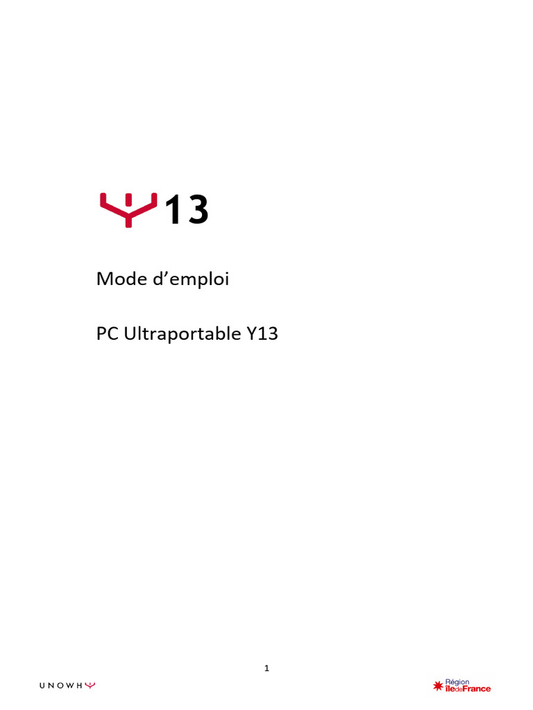 Mode d'emploi PC Ultraportable Y13 | PDF | USB | Clavier d'ordinateur