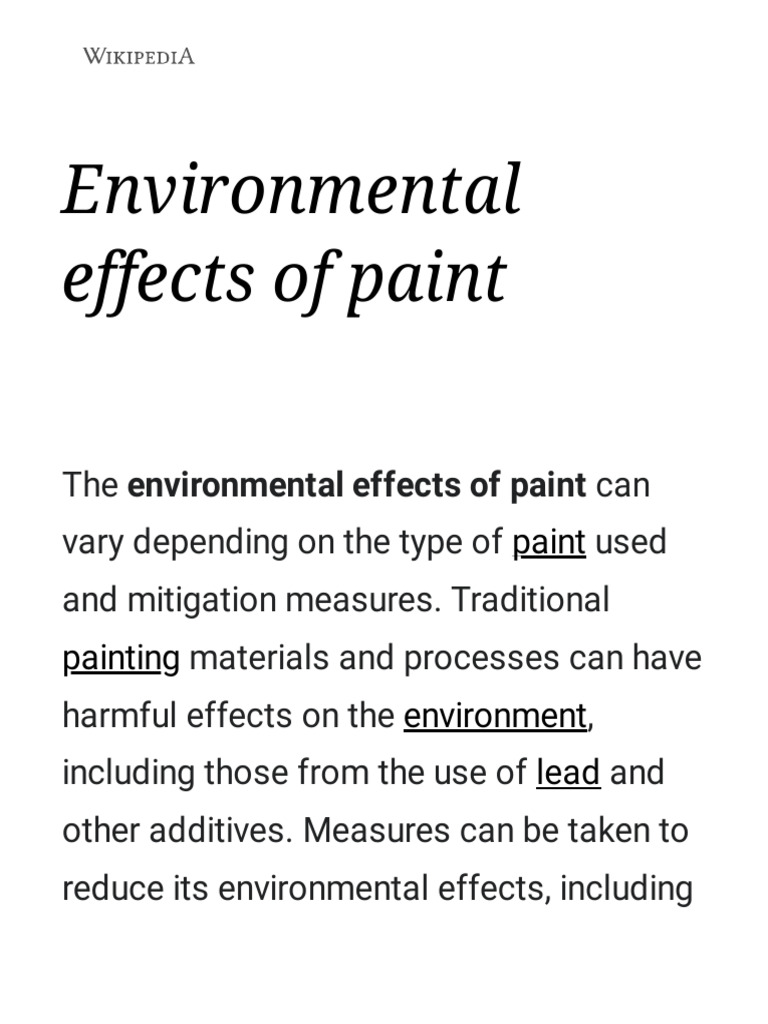 Environmental Effects of Paint Wikipedia PDF Paint Volatile Organic Compound