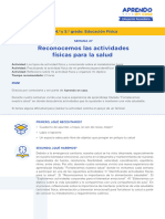 Reconoc Emos Las Actividades Físicas para La Salud: 3., 4. Y5. Grado: Educación Física