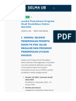 Seleksi Penerimaan Program Studi Pendidikan Dokter Spesialis - SELMA UB