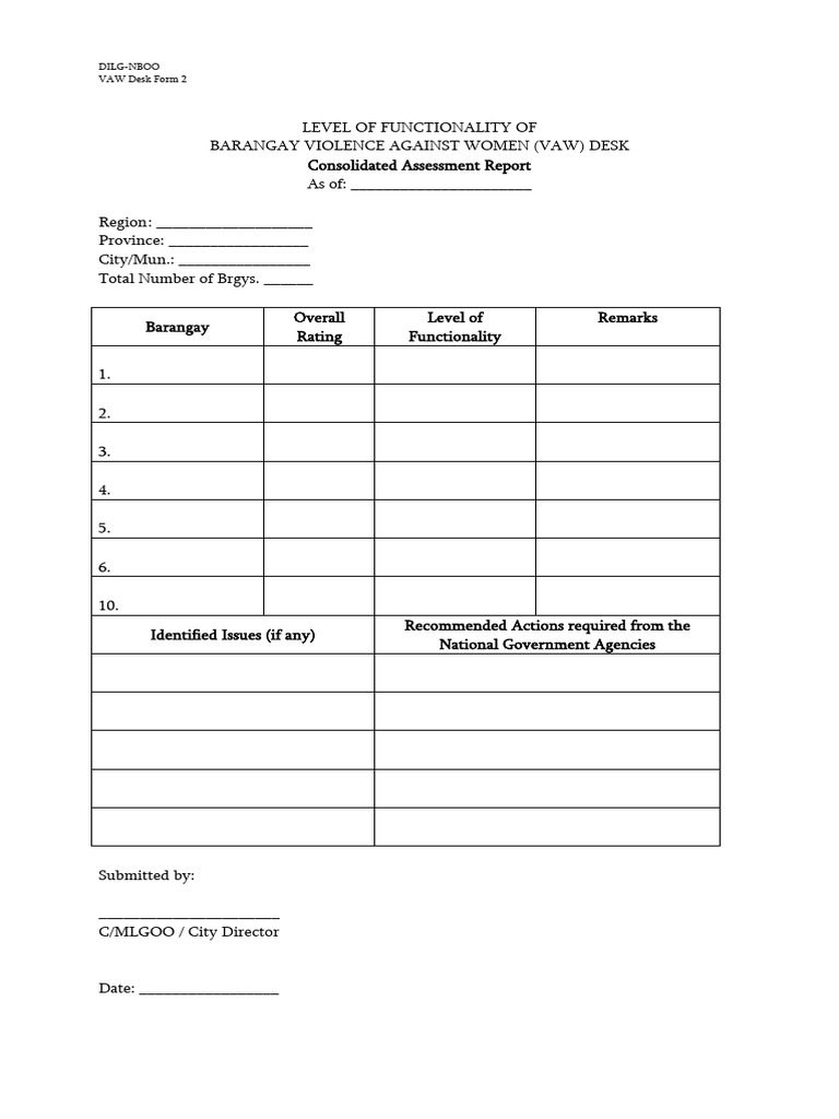 VAW Desk Form 2 | PDF