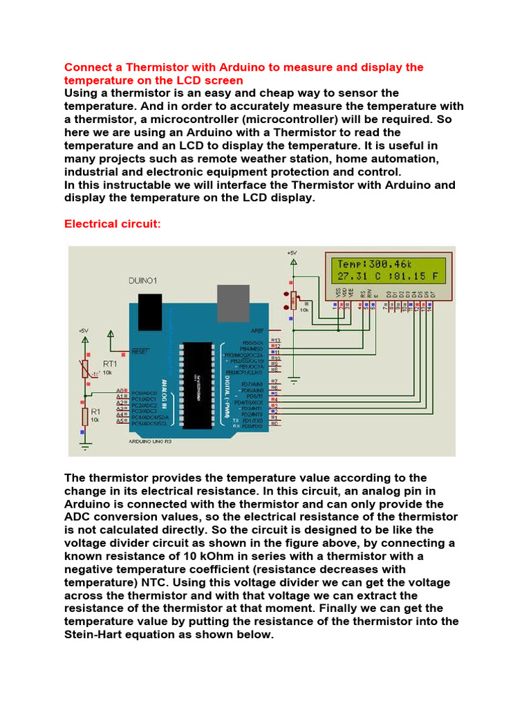 Connect A Thermistor With Arduino To Measure and Display The ...