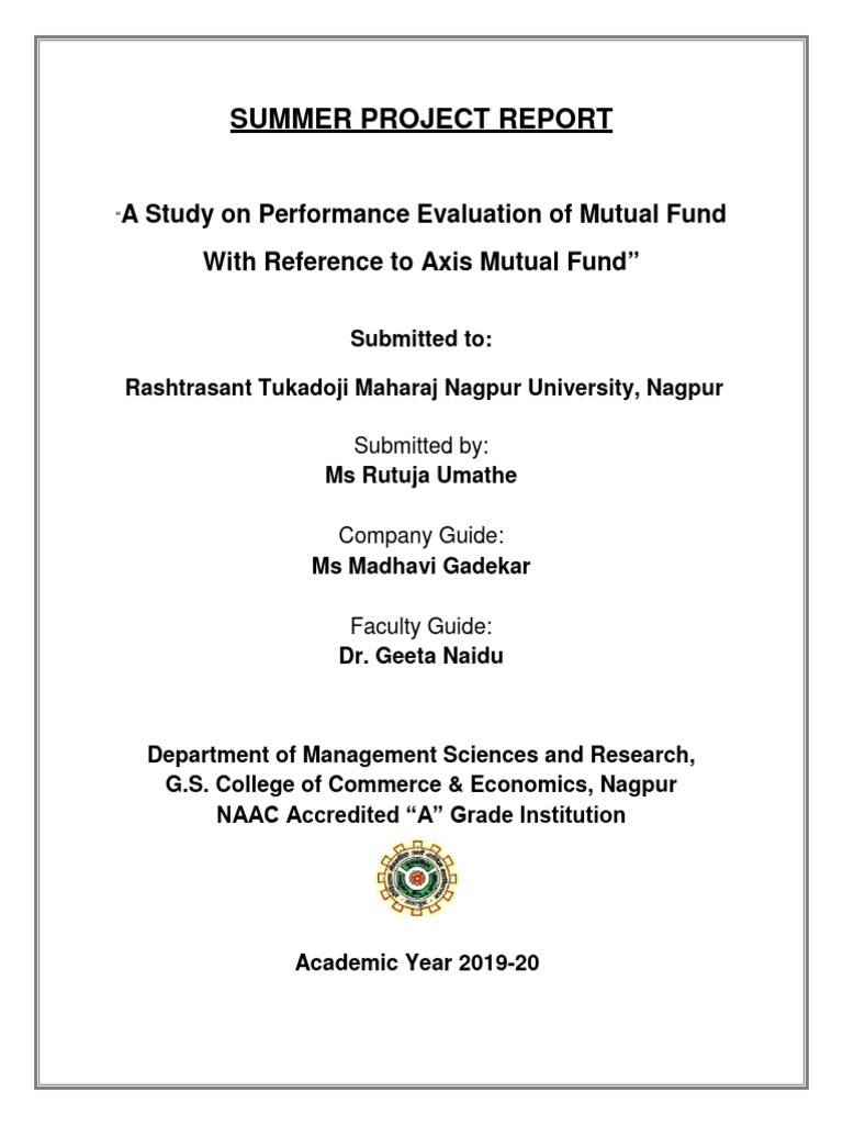 Axis Mutual Fund Project Report | PDF | Investment Fund | Investing