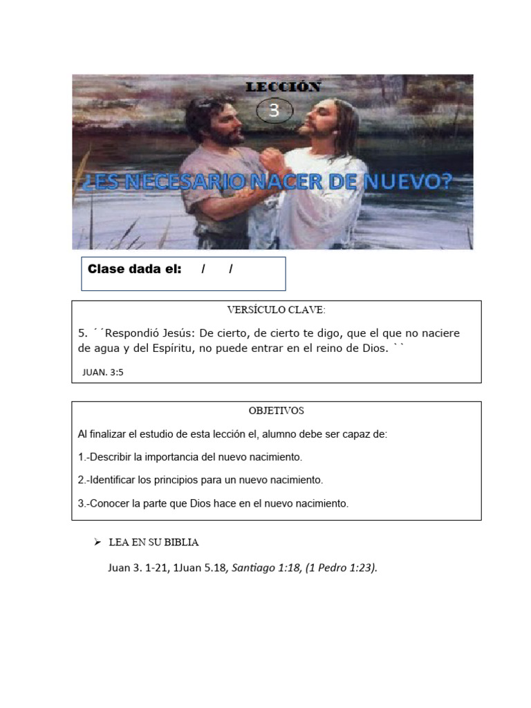 Lección 3 Es Necesario Nacer de Nuevo | PDF | Jesús | Pecado