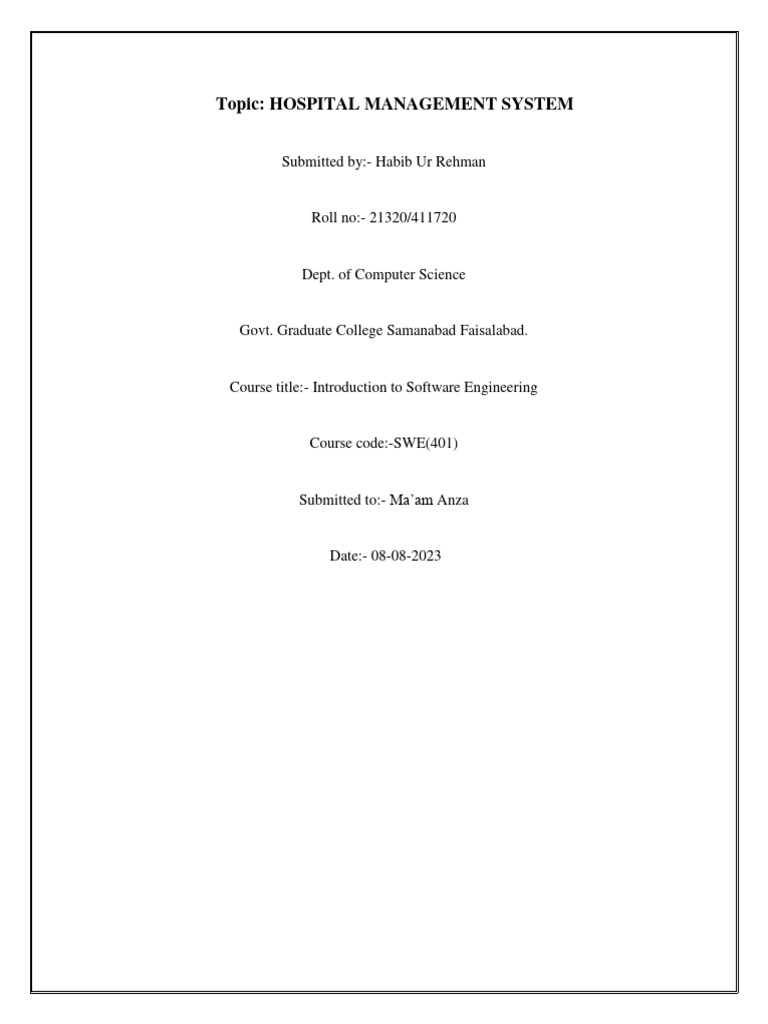 SRS Hospital System | PDF | Electronic Health Record | Health Care