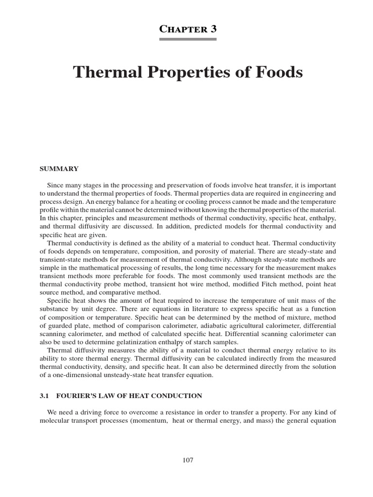 Thermal Properties of Foods | PDF | Heat | Thermal Conduction