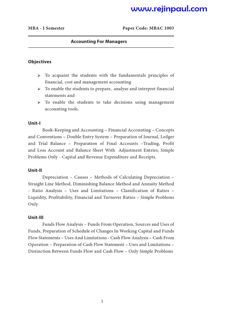 MBA Accounting for Managers Notes | PDF | Accounting | Cost
