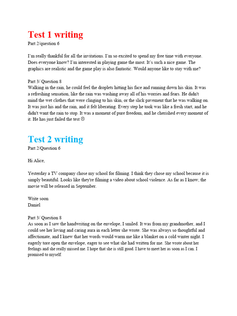 Test Writing Samples and Reflections | PDF | Language Arts & Discipline