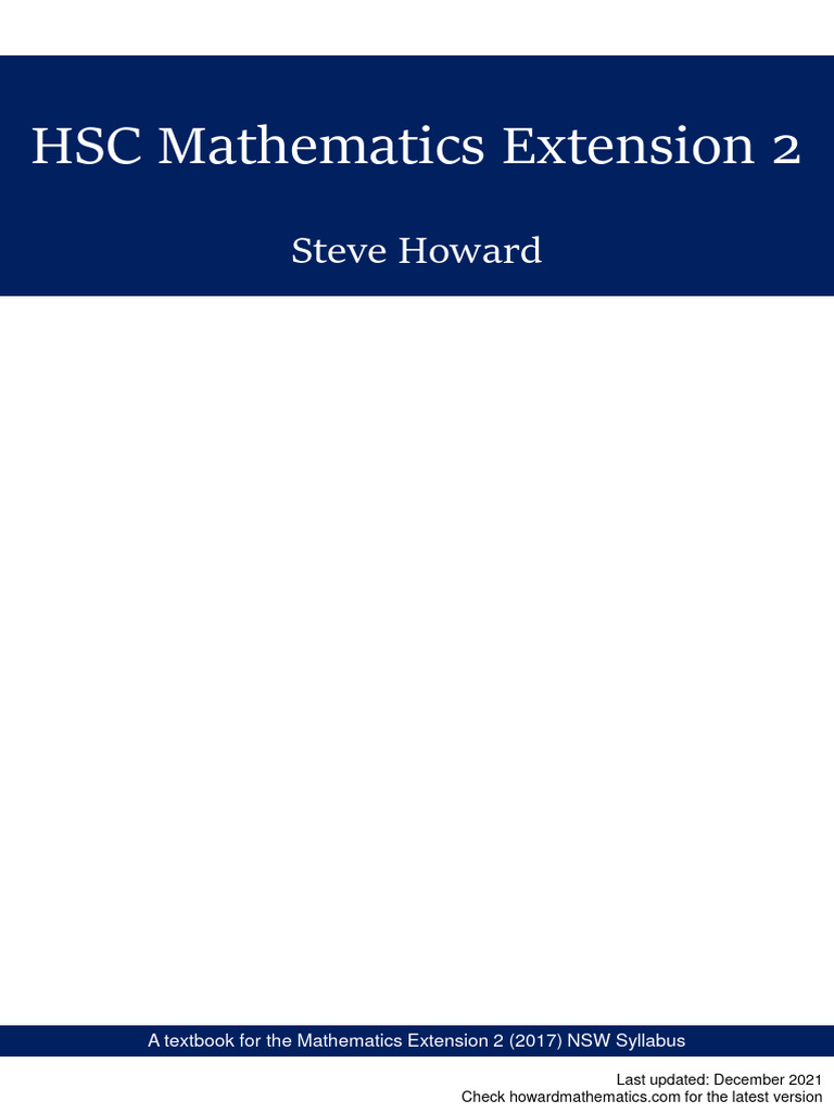 HSC Mathematics Extension 2 Textbook v9 20211203 PDF Mathematical Proof Complex Number