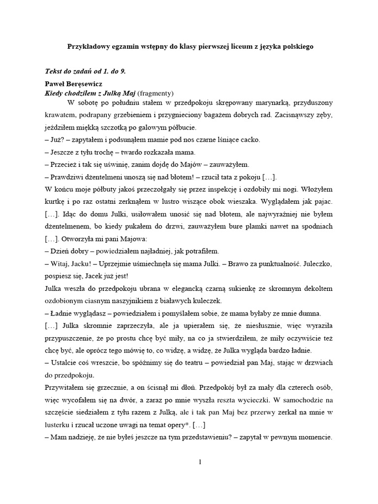 Przykładowy-egzamin-z-języka-polskiego | PDF