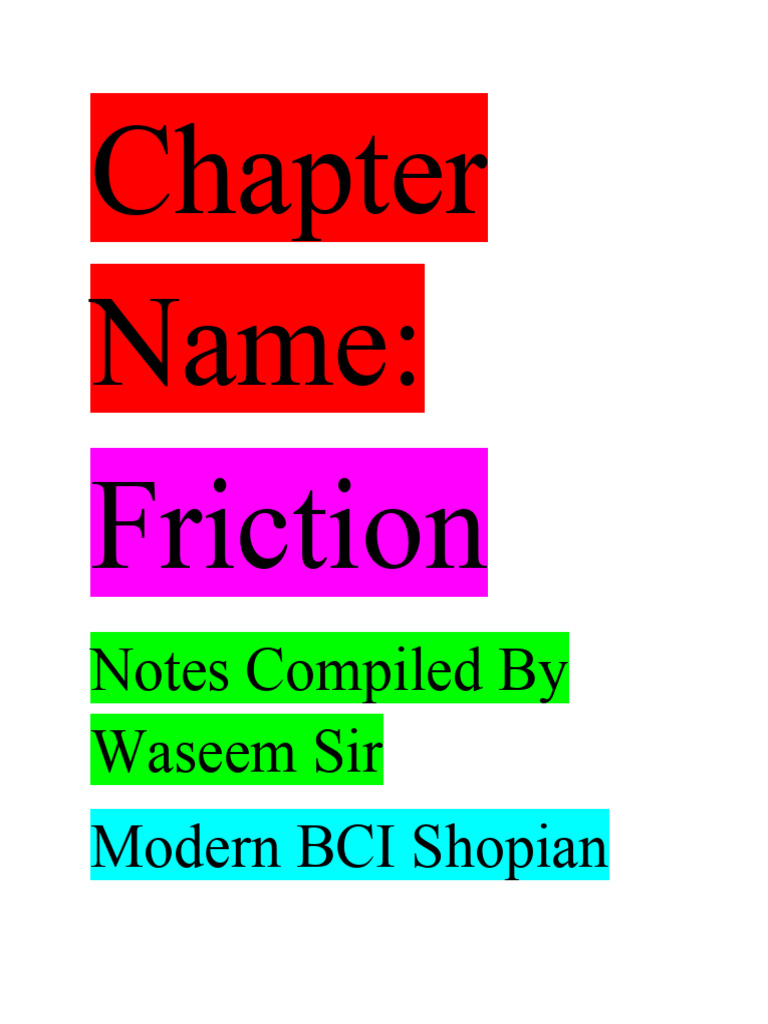 Friction Physics Notes Pdf Friction Mechanical Engineering