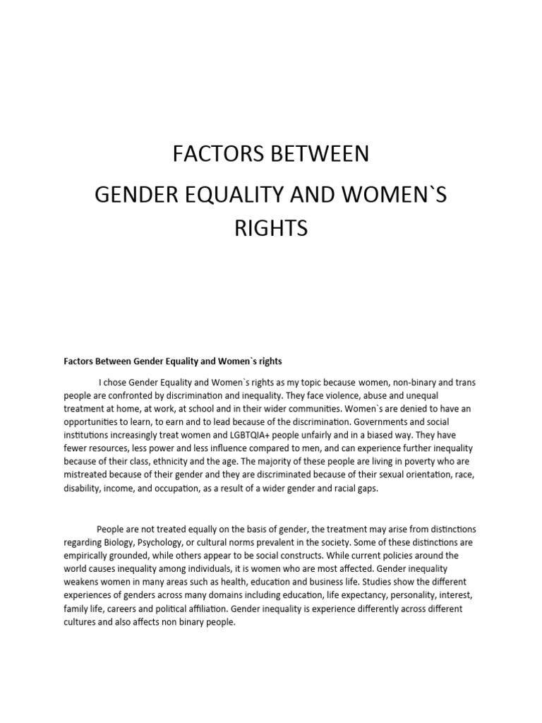 Factors Between Gender Equality and Women. | PDF | Gender Studies ...