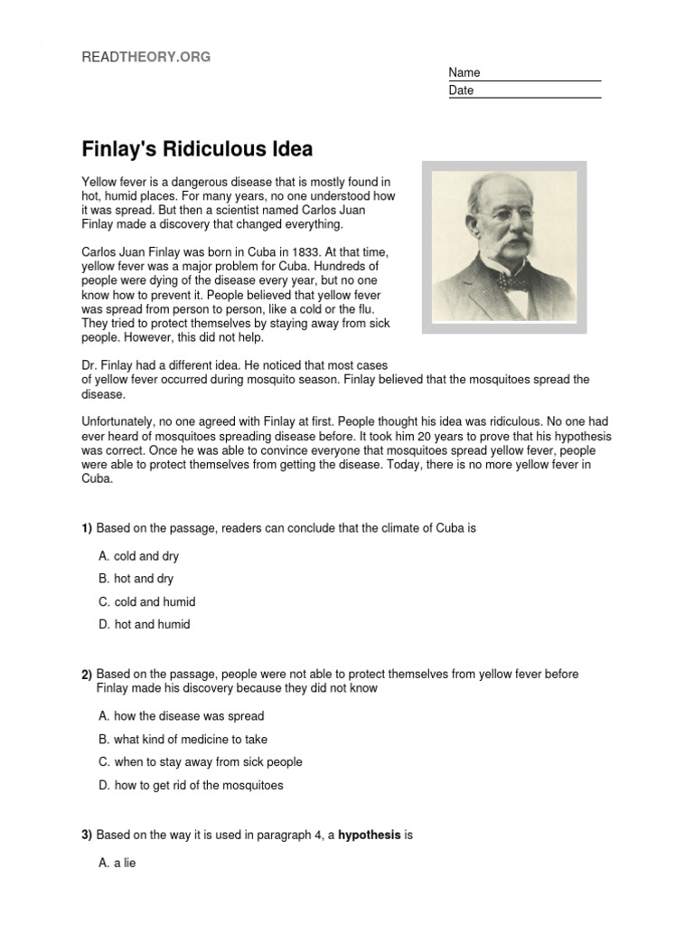 5 Quiz Worksheet PDF Yellow Fever Evidence