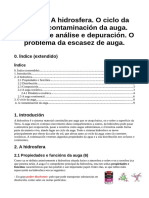 Tema 12. A Hidrosfera. O Ciclo Da Auga. A Contaminación Da Auga. Métodos de Análise e Depuración. O Problema Da Escasez de Auga