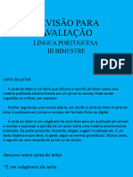 Revisão para Avaliação III Bimestre