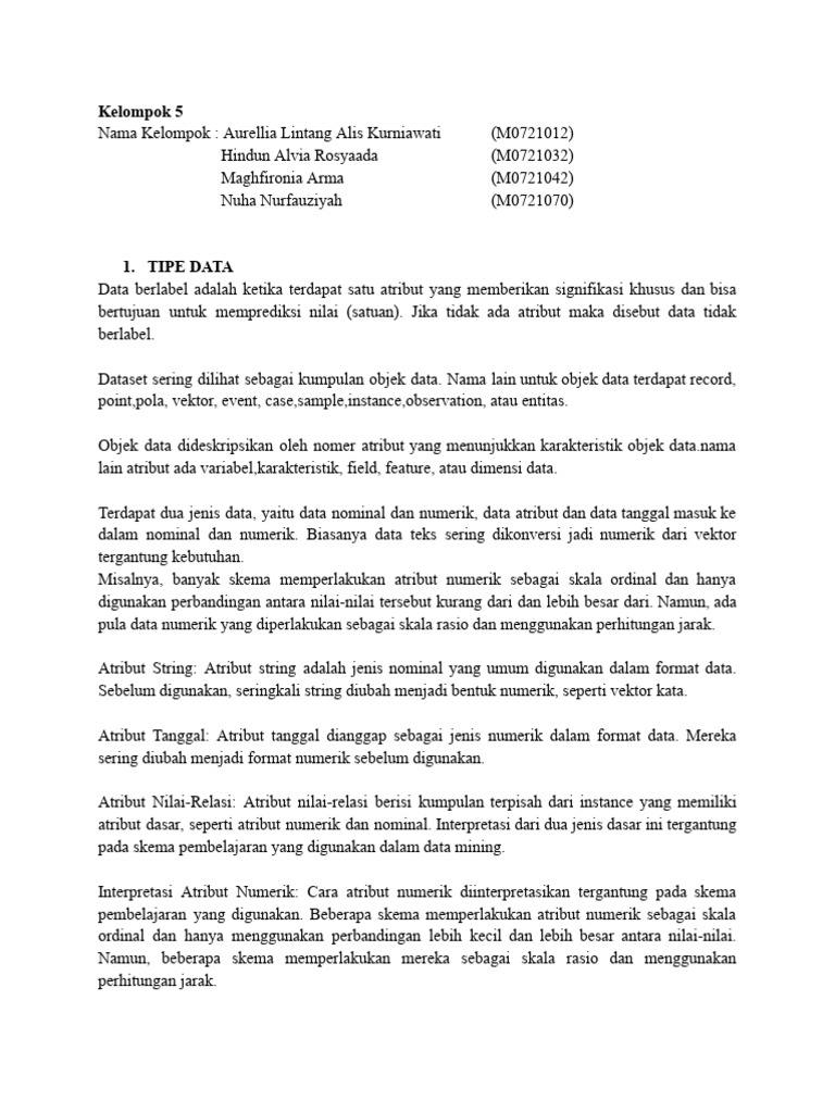 Kualitas dan Tipe Data dalam Data Mining | PDF