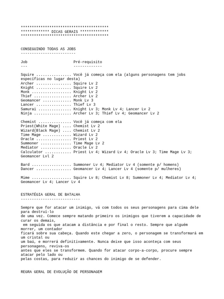 Final Fantasy Tactics Pdf Dragão Castelo