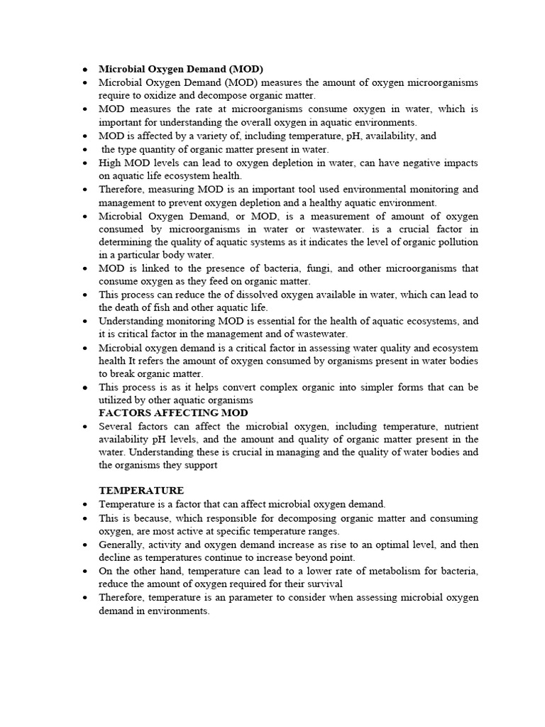 Microbial Oxygen Demand in Wastewater Management | PDF | Sewage ...