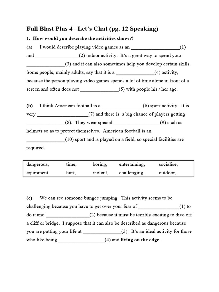 Full Blast Plus 4Speaking Pg12 PDF