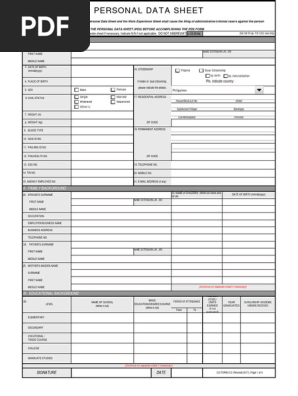 Personal Data Sheet