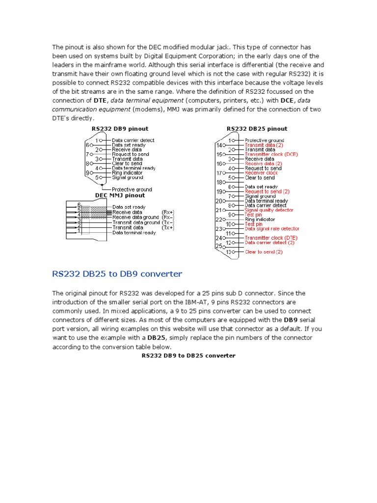 DB9 DB25 | PDF | Telecommunications | Electronic Engineering
