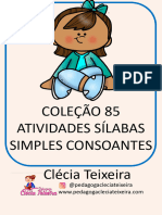 Coleção 85 Atividades Sílabas Simples Consoantes: @pedagogacleciateixeira