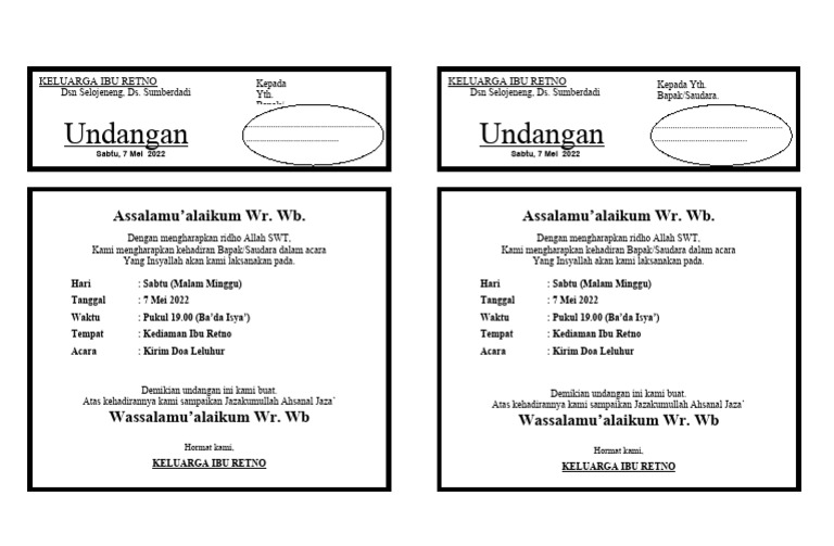 Undangan Slametan | PDF