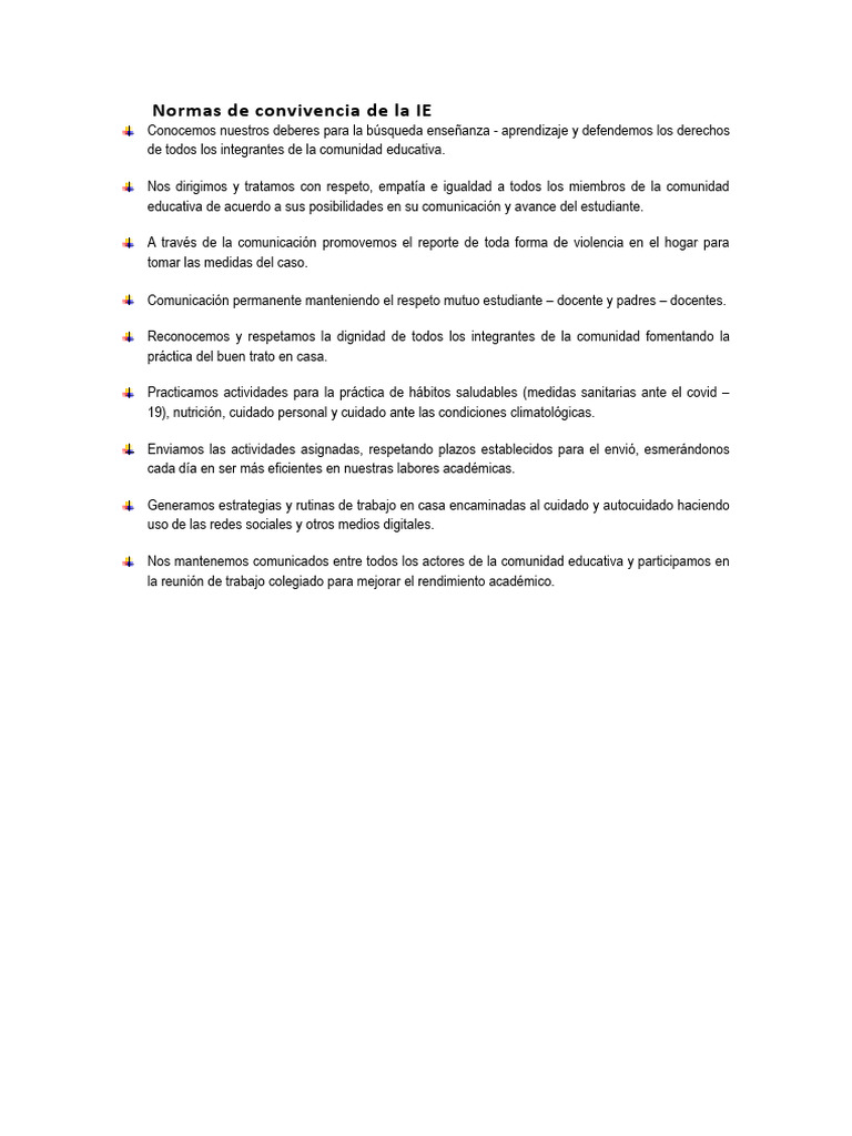 Normas de Convivencia Escolar 2025 | PDF | Ciencias sociales | Salud y ...