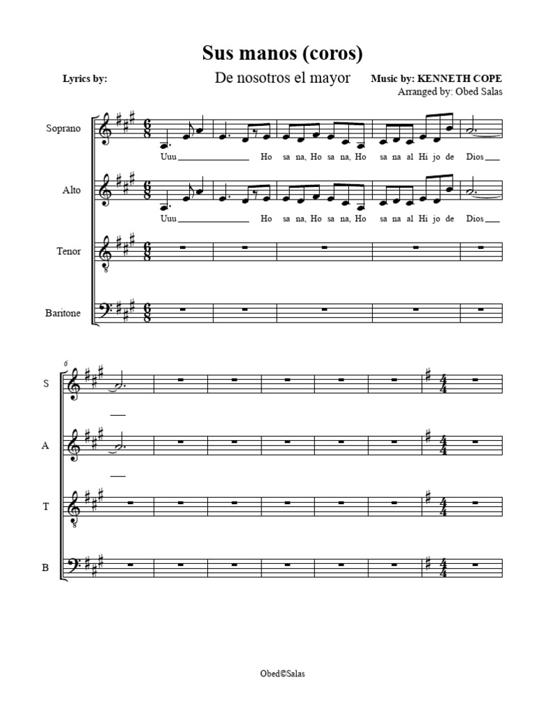 Sus Manos - Kenneth Cope (Coros) | PDF