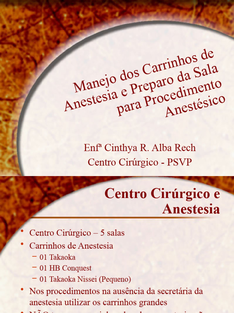 Manejo de Carrinhos de Anestesia | PDF | Fisiologia | Sintomas e sinais