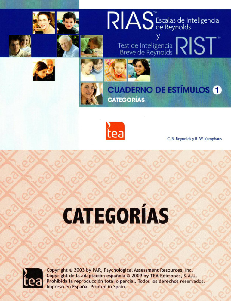 RIAS & RIST Cuaderno de Estímulos 1. Categorías | PDF