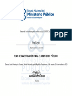 Certificado PLAN DE INVESTIGACIN PARA EL MINISTERIO PBLICO
