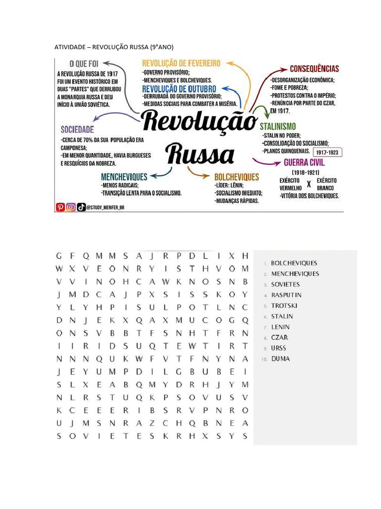 ATIVIDADE REVOLUÇÃO RUSSA (ADAPTADA) | PDF