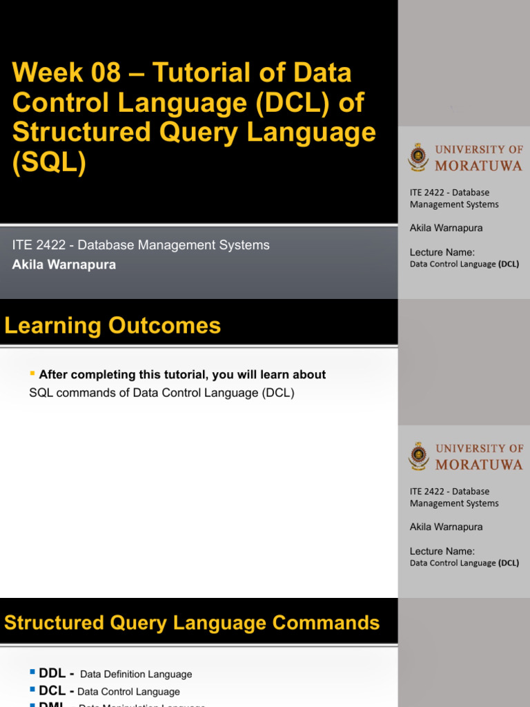 Week 08 - Tutorial Lab Sheet DCL | Download Free PDF | Software ...