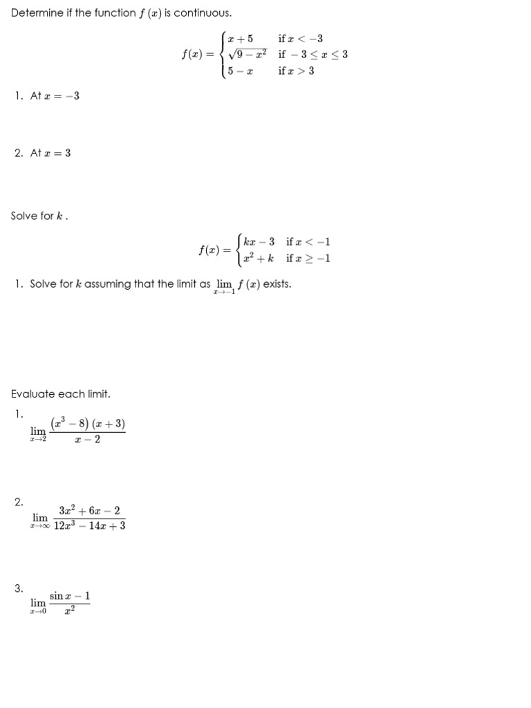 Calculus Practice Questions | PDF