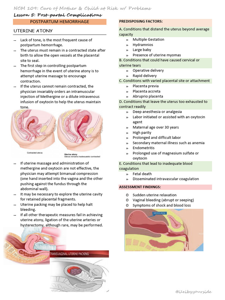 Postpartum Hemorrhage & Complications | PDF | Uterus | Childbirth