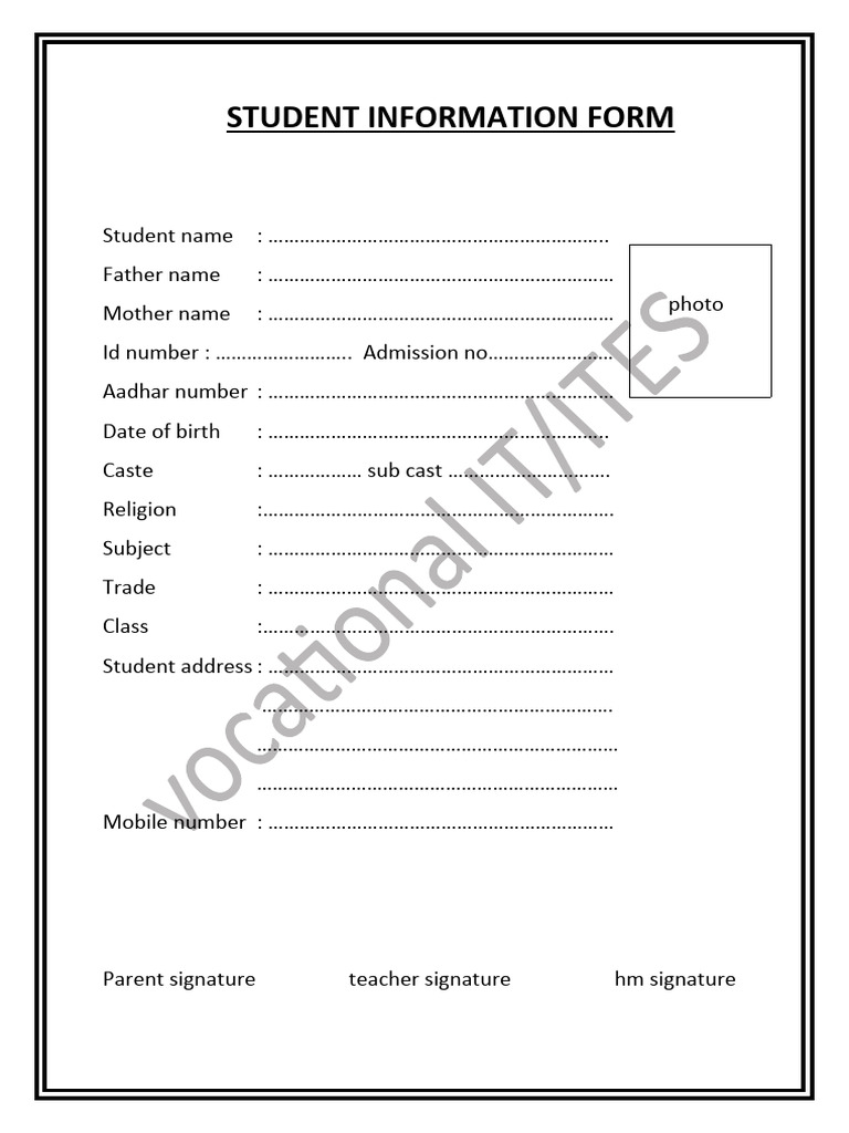 Student Information Form | PDF