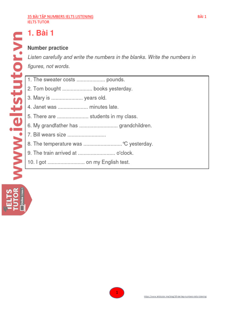 35 IELTS Listening Number Exercises | PDF | Home & Garden
