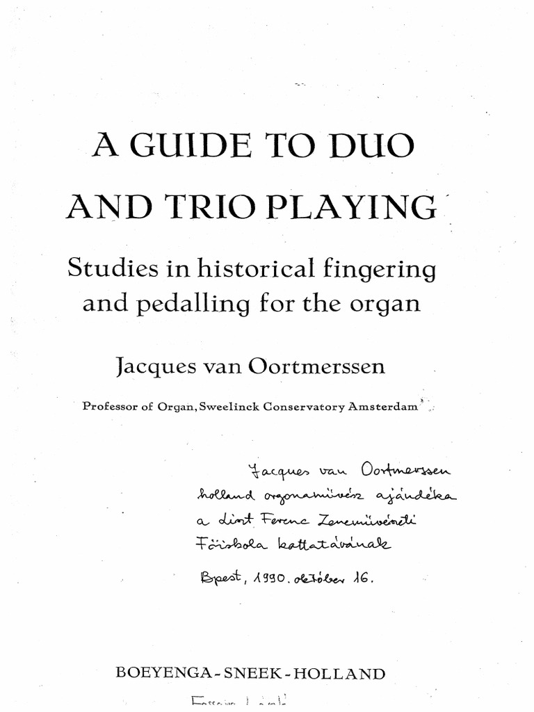 オルガン練習楽譜　A Guide to Duo and Trio Playing A Guide to Duo and Trio Playing - Studies in Historical Fingering