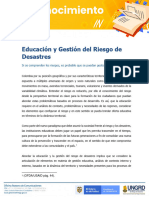 Conocimiento in Educacion y Gestion Del Riesgo de Desastres