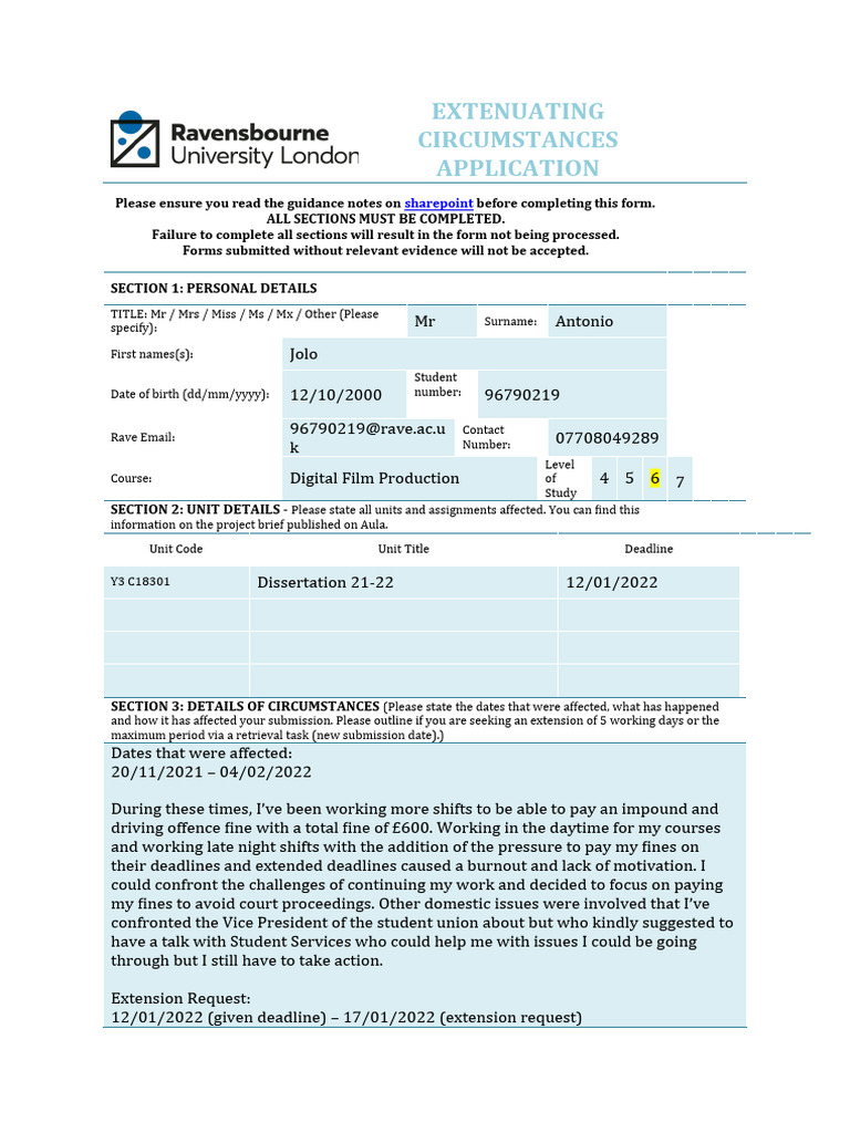 Extenuating Circumstances Form 1 | PDF | Justice | Crime & Violence