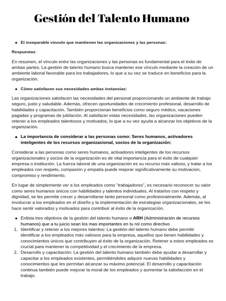 Gestión Efectiva del Talento Humano | PDF | Gestión del talento | Business